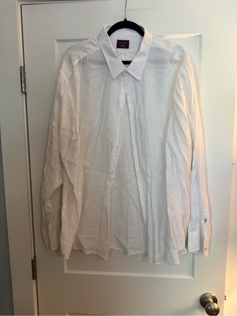 UNTUCKit Men’s XXXLC White 100% Linen Long Sleeve Button Down Shirt